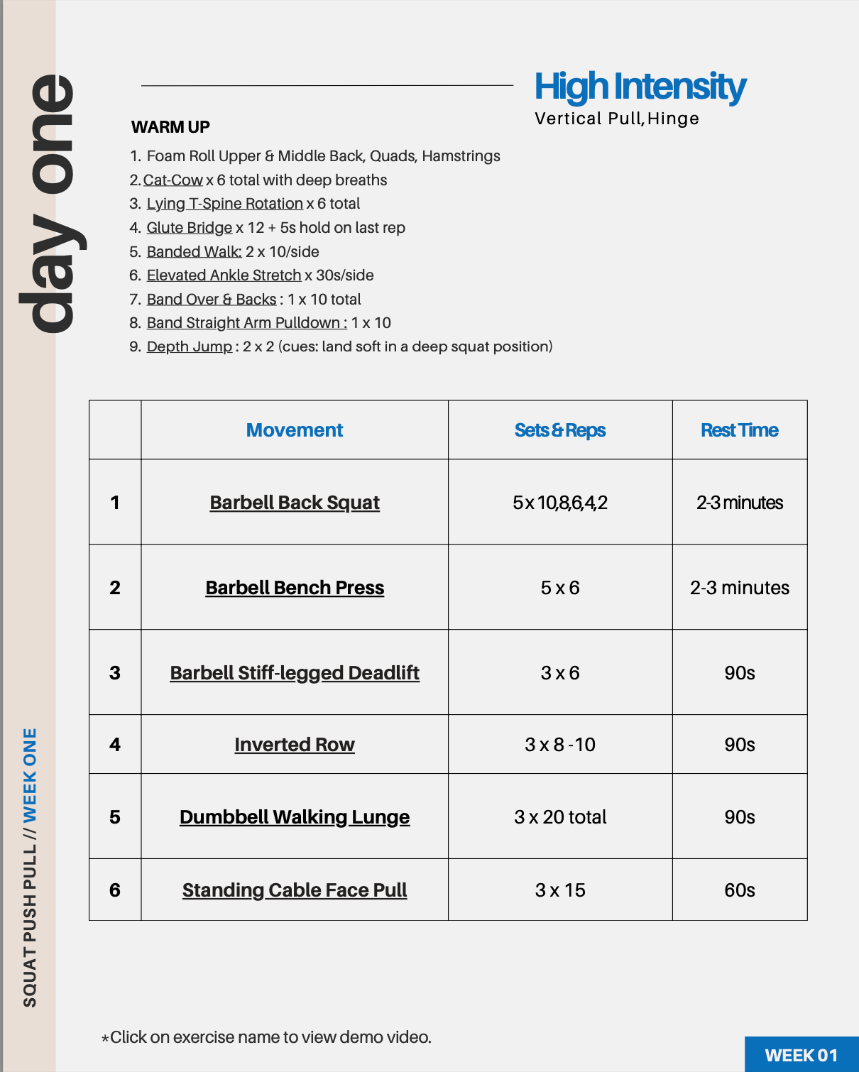 Squat Push Pull: 12 Weeks